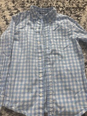 Janie and Jack Blue and White Gingham Button-Down Shirt